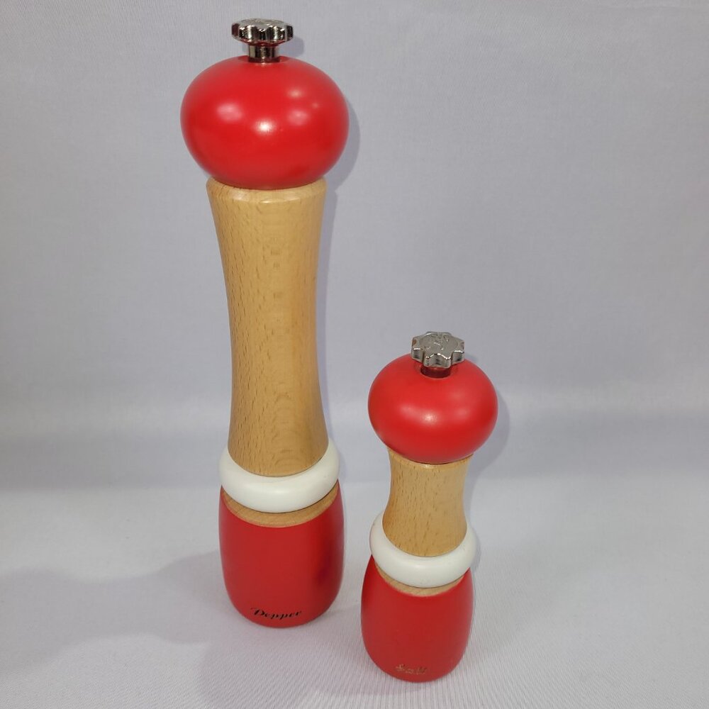 Tala Originals Wood Capstan Salt & Pepper Shaker Set Pair Spice Grind Containers